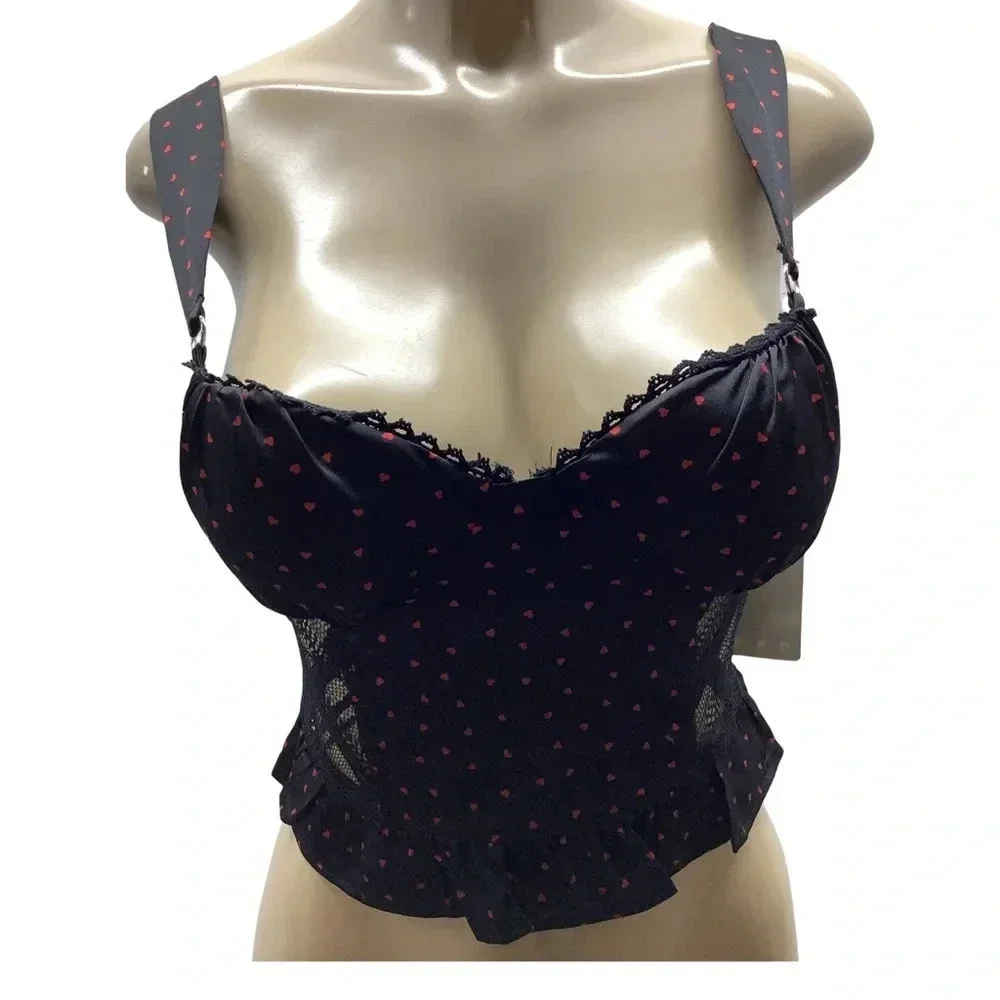 Lily White Size Large Red & Black Padded Cups. Strap Crop Top. New With Tags.
